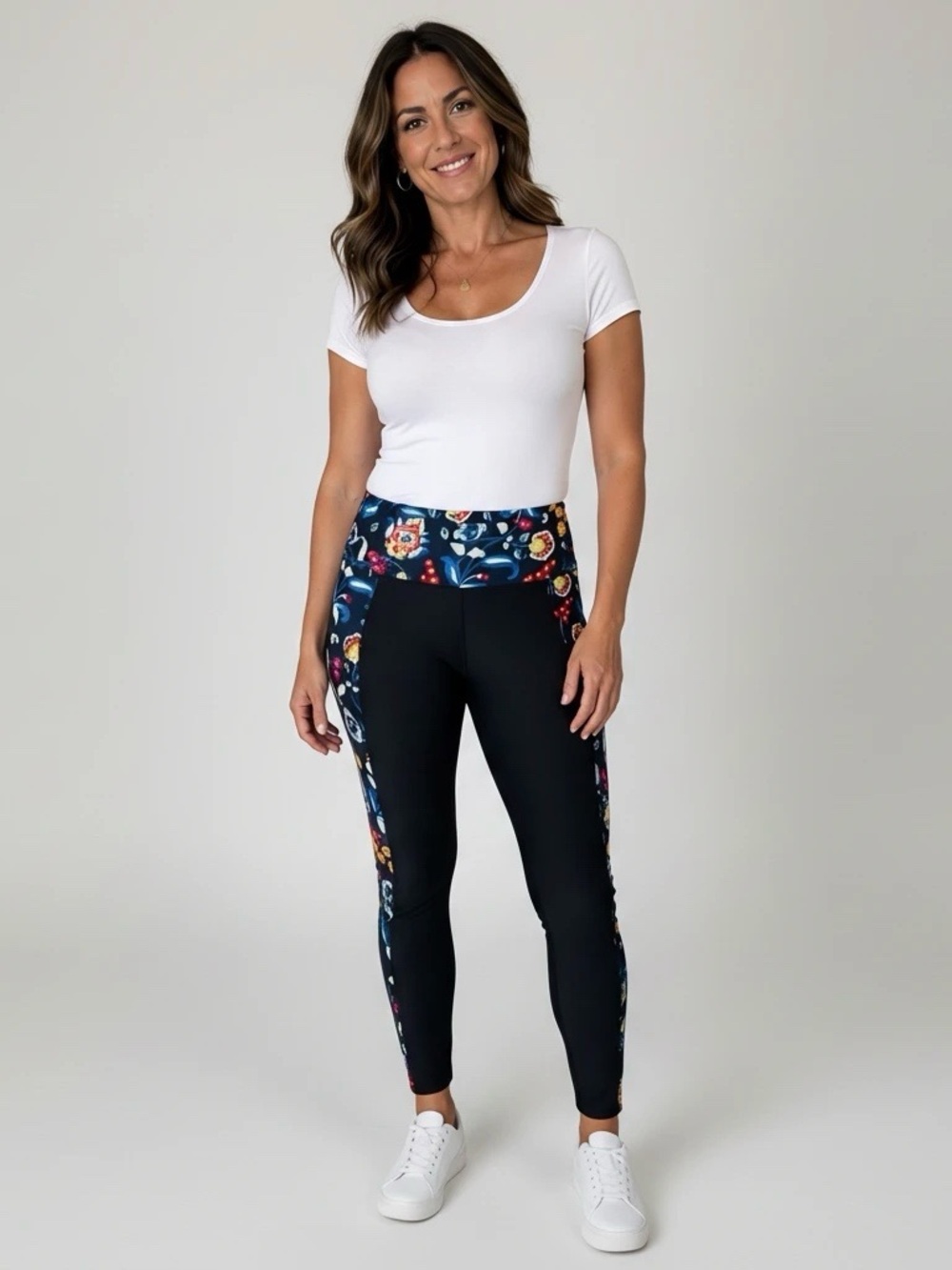 JoyLab Black Floral Print Athletic Leggings Women’s Large, Activewear